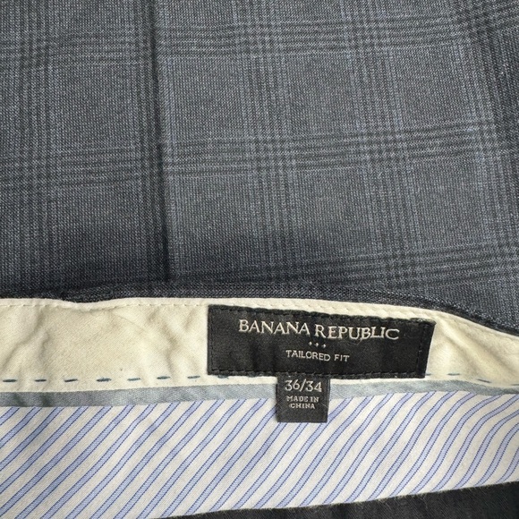 Banana Republic Mens 36x34 Tailored Slim Fit Straight Pants Navy Blue Flat Dress - Picture 5 of 7